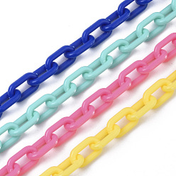 Mixed Color Opaque Acrylic Cable Chains, Oval, Mixed Color, 13x8x2mm, 19.68 inch(50cm)/strand