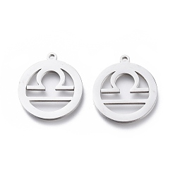 Весы Не тускнеющие 304 подвески из нержавеющей стали, кольцо с созвездиями, лазерная резка, Весы, 18x15.5x1 мм, отверстие : 1.4 мм