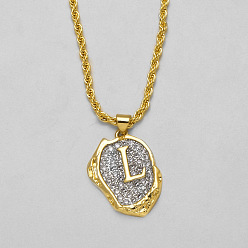 Letter L Латунные хрустальные стразы с овальным кулоном в виде буквы, платиной и золотом, Письмо L, 15.75 дюйм (40 см)