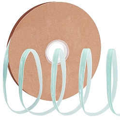Pale Turquoise 1 Roll Flocking Ribbon, Single Side, for Gift Packing, Party Decoration, Pale Turquoise, 10x1mm, 20yard/roll