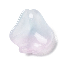 Небесно-голубой Двухцветные стеклянные подвески, Китайские подвески-лепестки лианы-трубы, голубой, 15x14.5x5 мм, отверстие : 1.2 мм