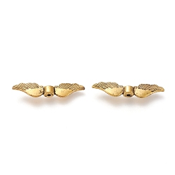 Antique Golden Rose Gold Plated Alloy Beads, Long-Lasting Plated, Wing, Antique Golden, 36x8x5mm, Hole: 1mm