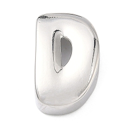 Letter D Латунные бусины с инициалами, платина, долговечный, стойки покрытие, без свинца и без кадмия, Буква D, 21x13x7 мм, отверстие : 8.5x4.5 мм