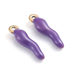 Фиолетовый Ионное покрытие (ip) 304 подвески из нержавеющей стали, эмалированные блестки, рог изобилия / итальянский рог корничелло амулеты, золотые, фиолетовые, 17.5x4.5x3.5 мм, отверстие : 1~1.5 мм