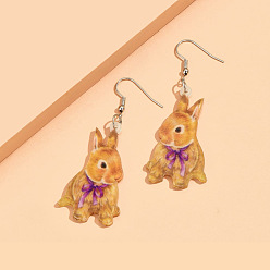 Седло Коричневый Пасхальные акриловые серьги-подвески, платина, седло коричневый, 68x25 мм