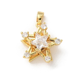 Звезда Латунные микропаве прозрачные подвески с фианитом, звезда, 16.5x15x9 мм, отверстие : 3x4.5 мм.
