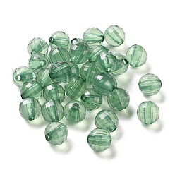 Lawn Green Faceted Round Transparent Acrylic Beads, Lawn Green, 10mm, Hole: 1.5mm, about 830pcs/500g