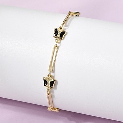 Настоящее золото 18K Браслет из латуни с фианитами для женщин, бабочка, стойки покрытие, долговечный, без свинца и без кадмия, реальный 18 k позолоченный, 7.20 дюйм (18.3 см)