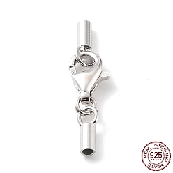 Платина Антикоррозийные 925 застежки-лобстеры из стерлингового серебра, с концами шнура и 925 штампом, платина, 20 мм, внутренний диаметр: 1.5 мм