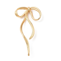 Настоящее золото 14K Латунные серьги, с петлей, бантом, реальный 14 k позолоченный, 46.5x24 мм, отверстие : 1.5 мм, штифты : 0.9 мм