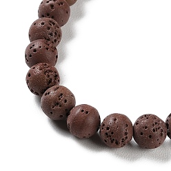 Coconut Brown Synthetic Lava Rock Dyed Beads Strands, Round, Coconut Brown, 7.5~8mm, Hole: 1mm, about 50pcs/strand, 14.88''(37.8cm)