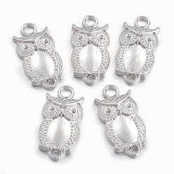 Платина Соединители звеньев сплава, Хэллоуин, без кадмия, без никеля и без свинца, сова, платина, 26x13x4 мм, отверстие : 3 мм