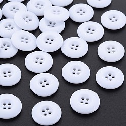 White 4-Hole Resin Buttons, Flat Round, White, 19x4mm, Hole: 2mm