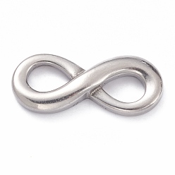 Stainless Steel Color Non-Tarnish 304 Stainless Steel Links Connectors, Infinity, Stainless Steel Color, 11x26x4mm