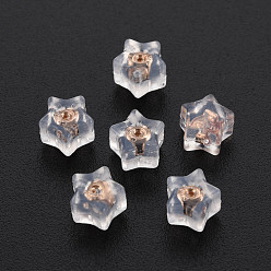 Розовое Золото Силиконовые гайки для ушей, спинки для серьги, с латунной фурнитурой , звезда, без кадмия, без никеля и без свинца, розовое золото , 6x6x5 мм, отверстие : 0.7 мм