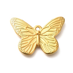 Настоящее золото 18K Ионное покрытие (ip) 304 подвески из нержавеющей стали, очарование бабочки, реальный 18 k позолоченный, 22x31x4.2 мм, отверстие : 2 мм