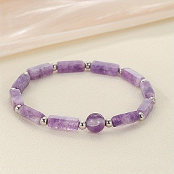 Аметист Браслеты из натурального аметиста с бусинами для мужчин и женщин, кубоид, 7-1/2 дюйм (19 см)