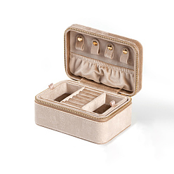 Льняное Полотно Комплект коробки ювелирных изделий бархата, подарочные коробки на молнии для колец браслетов ожерелий, прямоугольные, белье, 15x10.5x7 см
