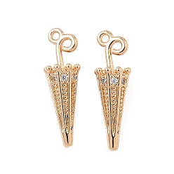 Настоящее золото 18K Латунные микро проложить кубического циркония подвески, без никеля , зонтик, реальный 18 k позолоченный, 21x6x6.5 мм, отверстие : 1.2 мм