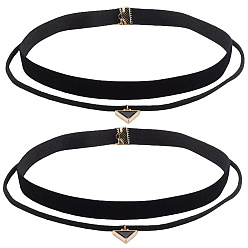 Золотой 4 шт. 2 стили ожерелья-чокеры с подвеской в виде перевернутого треугольника из сплава и черного бархата с двумя слоями, золотые, 14.57~16.65 дюйм (37~42.3 см), 2 шт / стиль