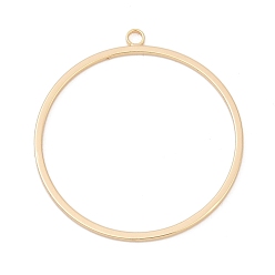 Настоящее золото 18K Латунные подвески, без кадмия, без никеля и без свинца, полый круглый, реальный 18 k позолоченный, 30.5x28x1 мм, отверстие : 1.6 мм