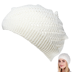 Белый Шляпа из акрилового волокна ручной работы, вязаная шапка, для женщин девушек, белые, 255x205x5~6 мм