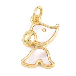 Настоящее золото 18K Кулоны в виде собак из натуральных ракушек, латунные милые подвески в виде щенков, долговечный, стойки покрытие, без свинца и без кадмия, цвет морской раковины, реальный 18 k позолоченный, 16.5x13.5x3 мм, отверстие : 3.2 мм