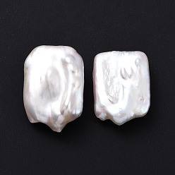 Antique White Natural Keshi Pearl Beads, Cultured Freshwater Pearl, No Hole/Undrilled, Rectangle, Antique White, 21~32x19~21x8~12.5mm