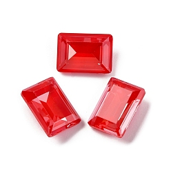 Светло-сиамский Стеклянные стразы кабошоны, назад назад, граненые, прямоугольные, Light Siam, 14x10x5.5 мм