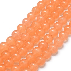 Оранжевый Натуральный Malaysia нефритовые бусы пряди, окрашенная и подогревом, круглые, оранжевые, 8~8.5 мм, отверстие : 1.2 мм, около 48 шт / нитка, 14.96 дюйм (38 см)