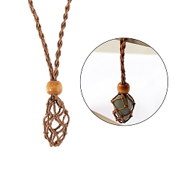 Седло Коричневый Ожерелье, с восковым шнуром и деревянными бусинами, седло коричневый, 28-3/8 дюйм (72~80 см)