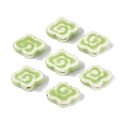 Yellow Green Handmade Porcelain Beads, Bright Glazed Porcelain, Cloud, Yellow Green, 9~10x13~14x5~6mm, Hole: 1.6~1.8mm
