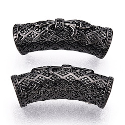 Черный Цвет Металла Латунные микро проложить кубических бусин циркония трубки, бусины с большим отверстием, без кадмия и без свинца, чёрные, металлический черный , 28x9x9.5 мм, отверстие : 6 мм