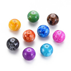 Gemischte Farbe Backfarbe deckende Acrylperlen, Runde, Gemischte Farbe, 12x11.5 mm, Bohrung: 2 mm, ca. 510 Stk. / 500 g