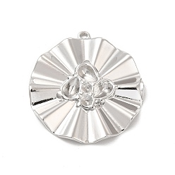 Stainless Steel Color Non-Tarnish 304 Stainless Steel Pendants Rhinestone Settings, Concave-convex Flat Round, Stainless Steel Color, 33x30.5x3mm, Hole: 1.2mm, Fit for Rhinestone: 5.5x4mm and 2mm