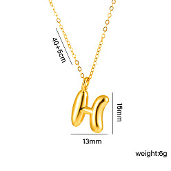Letter H 304 массивные ожерелья с инициалами из нержавеющей стали, реальный 18 k позолоченный, Письмо ч, 15.75 дюйм (40 см)