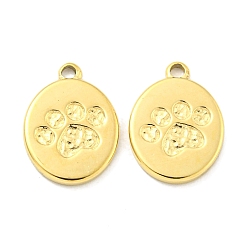 Настоящее золото 18K Вакуумное покрытие pvd 304 подвески из нержавеющей стали, овал с подвесками в виде лапы, реальный 18 k позолоченный, 14x10x1.4 мм, отверстие : 1.4 мм