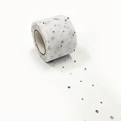 White Glitter Sequin Deco Mesh Ribbons, Tulle Fabric, Tulle Roll Spool Fabric For Skirt Making, White, 2 inch(5cm), about 25yards/roll(22.86m/roll)