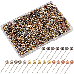 Mixed Color 1Set 201 Stainless Steel Ball Head Pins, Mixed Color, 20 Gauge, 16mm, Head: 4mm, 20 Gauge