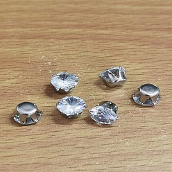 Нержавеющая Сталь Цвет 304 кабошоны из нержавеющей стали с прозрачными кубическими цирконами, плоско-круглые, цвет нержавеющей стали, 7 мм