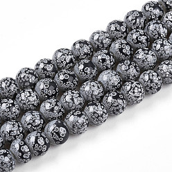 Черный Нити прозрачных окрашенных стеклянных бусин для запекания, круглые, два тона, чёрные, 7.5~8 мм, отверстие : 1.2 мм, около 80~82 шт / нитка, 26.77~27.56 дюйм (68~70 см)