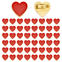 Красный 50 шт. эмалированные булавки, броши из сплава для одежды рюкзака, сердце, красные, 25.5x25 мм