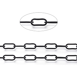 Electrophoresis Black 304 цепи из нержавеющей стали, несварные, с катушкой, Плоско-овальные, электрофорез черный, 13.5x6x1.5 мм, шпуля: 65.5x61.5 мм, около 32.8 футов (10 м) / рулон