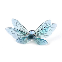 Небесно-голубой Булавки из эпоксидной смолы в форме бабочки, булавки для рюкзаков со стразами из сплава, с железным порошком и блестками, голубой, 27.5~31x58~60 мм