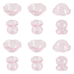 Pink 6 наборы прозрачных стеклянных колпачков, мульти-лепесток цветка, для изготовления колокольчиков, розовые, 22.5x20.5 мм, отверстие : 2 мм