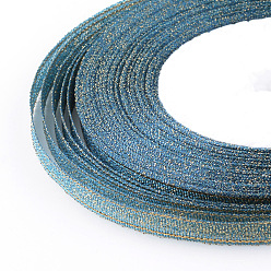 Dark Blue Glitter Metallic Ribbon, Sparkle Ribbon, with Gold Metallic Cords, Valentine's Day Gifts Boxes Packages, Dark Blue, 1/4 inch(6mm), about 33yards/roll(30.1752m/roll), 10rolls/group