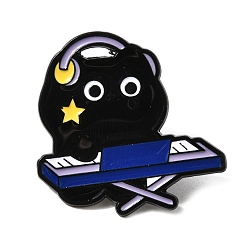 Musical Instruments Эмалированные значки с котом-музыкантом, Значок из черного сплава для рюкзака для одежды, синие, электронный орган, 30x30 мм