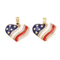 Сердце Латунные микро проложить кубического циркония подвески, с эмалью, реальный 18 k позолоченный, сердце, 15x18x4 мм, отверстие : 5x2.5 мм