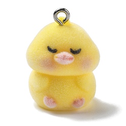 Утка Подвески из смолы, с железной платиной петлей, прелести утки, утка, 24.5x17.5x16 мм, отверстие : 2 мм