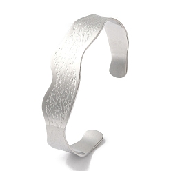 Stainless Steel Color Non-Tarnish 304 Stainless Steel Open Cuff Bangles for Women, Stainless Steel Color, Inner Diameter: 1-7/8~2-3/8 inch(4.7~6cm), 16.5mm